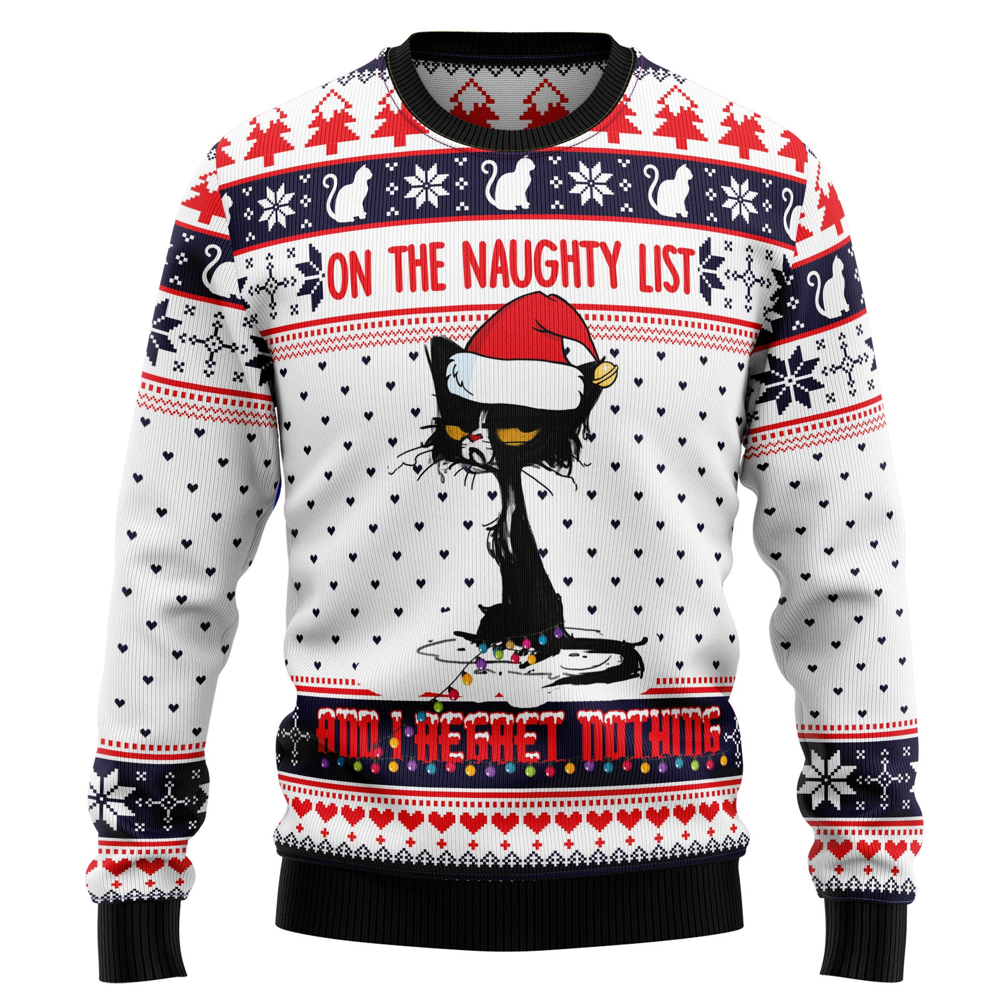 Naughty List Cat Meow Ugly Christmas Sweater