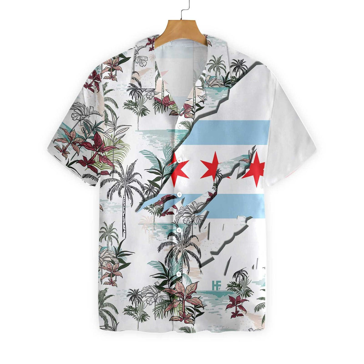 Navy Chicago Hawaiian Shirt