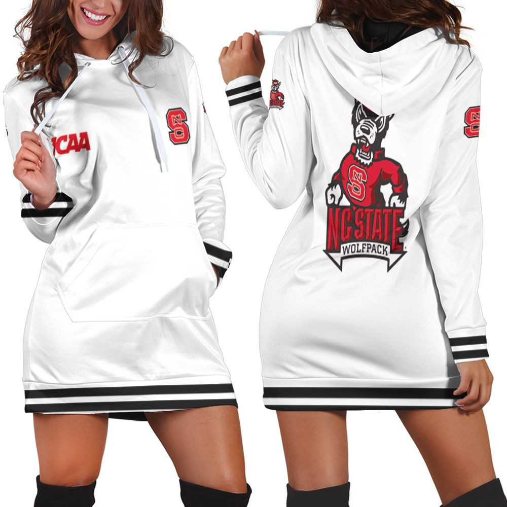 Nc State Wolfpack Ncaa Classic White With Mascot Logo Gift For Nc State Wolfpack Fans Hoodie Dress Sweater Dress Sweatshirt Dress