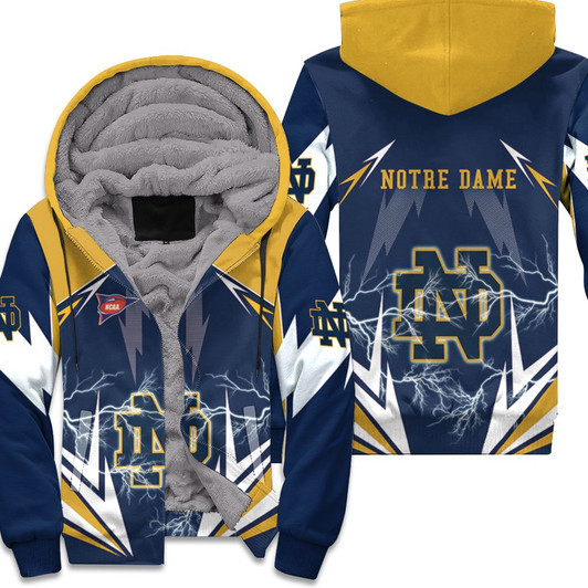 Ncaa Notre Dame Fighting Irish Lightning 3D Fleece Hoodie