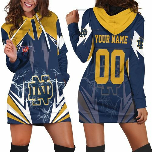 Ncaa Notre Dame Fighting Irish Lightning 3d Hoodie Dress Sweater Dress Sweatshirt Dress