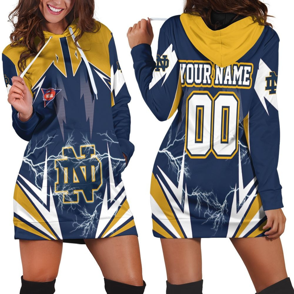 Ncaa Notre Dame Fighting Irish Lightning 3d Hoodie Dress Sweater Dress Sweatshirt Dress