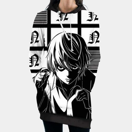 Near Holding A Dice Infront Of Screens Hooded Dress Death Note 3d Hoodie Dress Sweater Dress Sweatshirt Dress Hoodie