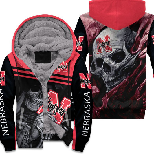 Nebraska Huskers Maiden Skull Fan 3D Fleece Hoodie