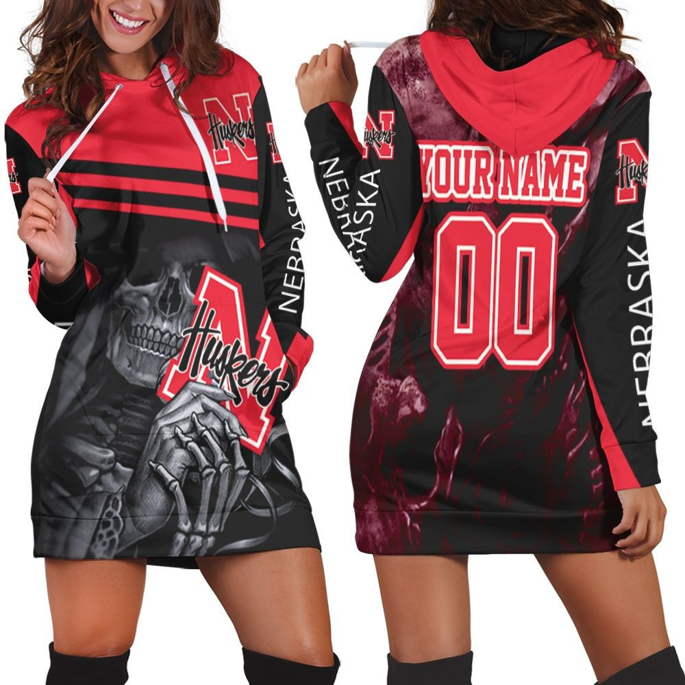 Nebraska Huskers Maiden Skull Fans 3d Hoodie Dress Sweater Dress Sweatshirt Dress