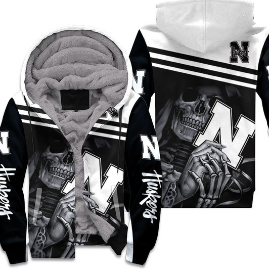 Nebraska Huskers Skull Maiden Fan 3D Fleece Hoodie