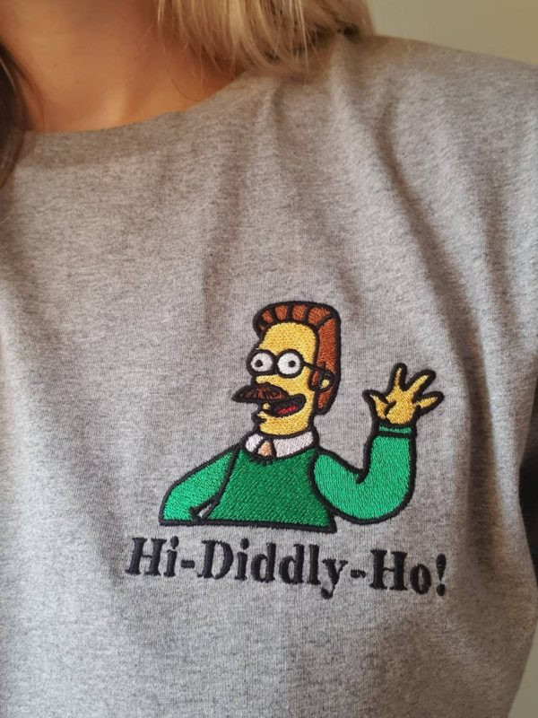 Ned Flanders Hi Diddly Ho The Simpsons Embroidered Shirt