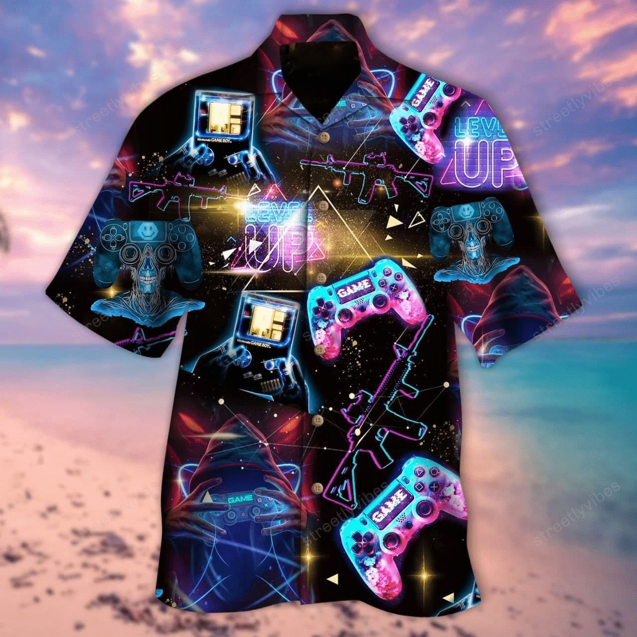 Neon Game Player Hawaiian Shirt Hawaiian Shirt For Men