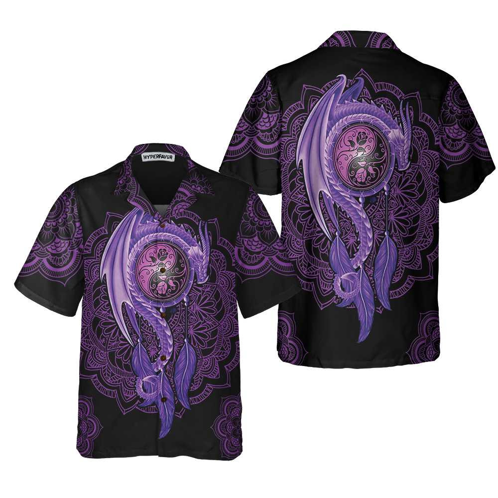Neon Purple Dragon Mandala Dragon Hawaiian Shirt Purple Dragon Shirt For Men And Women