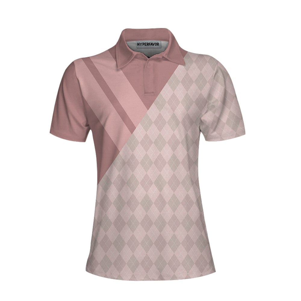 Never Underestimate A Woman Who Loves Golf And Wine Short Sleeve Women Polo Shirt Pastel Argyle Pattern Shirt