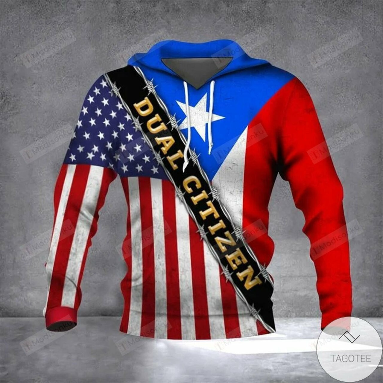 New Dual Citizen American Puerto Rican Flag 3d All Over Print Hoodie