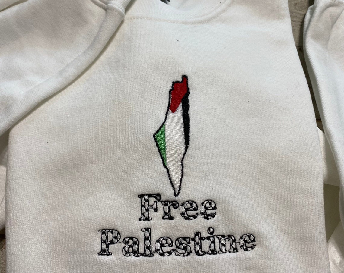 New Embroidered Palestine Crewneck Free Palestine Embroidered Sweatshirt