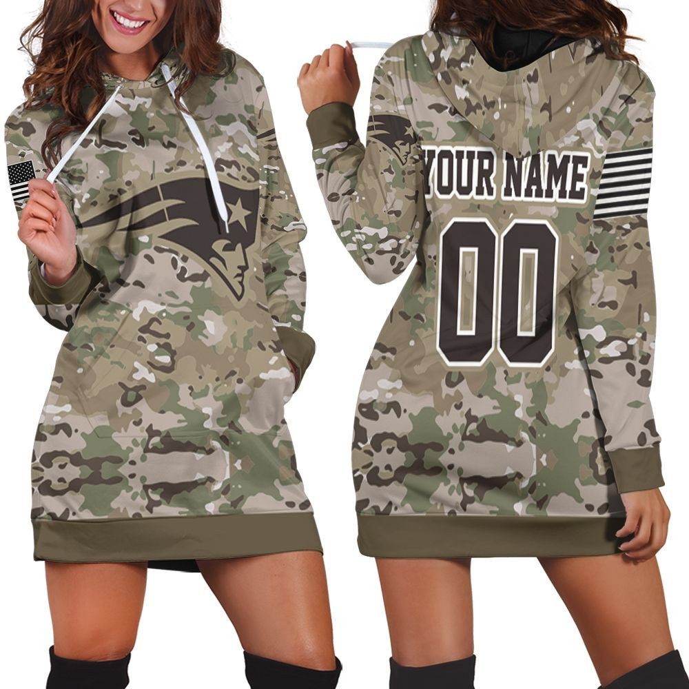 New England Patriots Camouflage Veteran 3d Hoodie Dress Sweater Dress Sweatshirt Dress