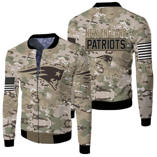 New England Patriots Camouflage Veteran Fleece Bomber Jacket