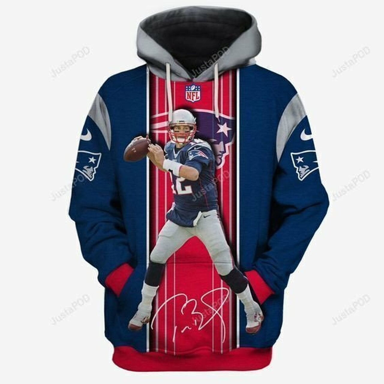 New England Patriots Football Tom Brady 3d All Over Print Hoodie