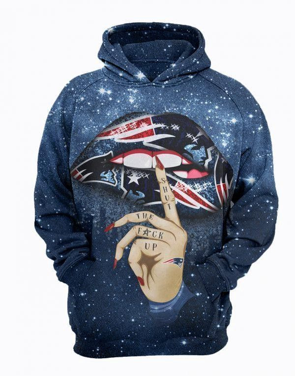 New England Patriots Shut The Fck Up Sexy Lips Pullover And Zippered Hoodies Custom 3D Graphic Printed 3D Hoodie All Over Print Hoodie Sweatshirt For Fans Men Women