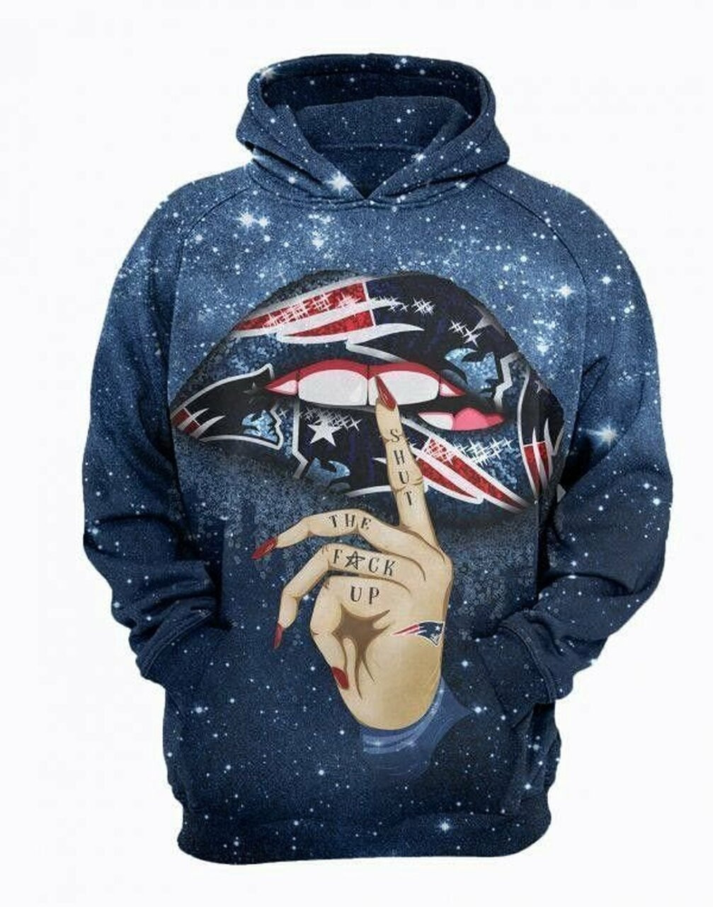 New England Patriots Shut The Fck Up Sexy Lips Pullover And Zippered Hoodies Custom 3d Graphic Printed 3d Hoodie All Over Print Hoodie Sweatshirt For Fans Men Women