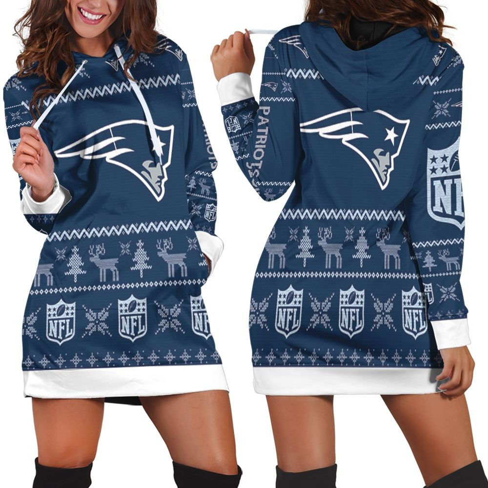 New England Patriots Ugly Sweatshirt Christmas 3d Hoodie Dress For Women