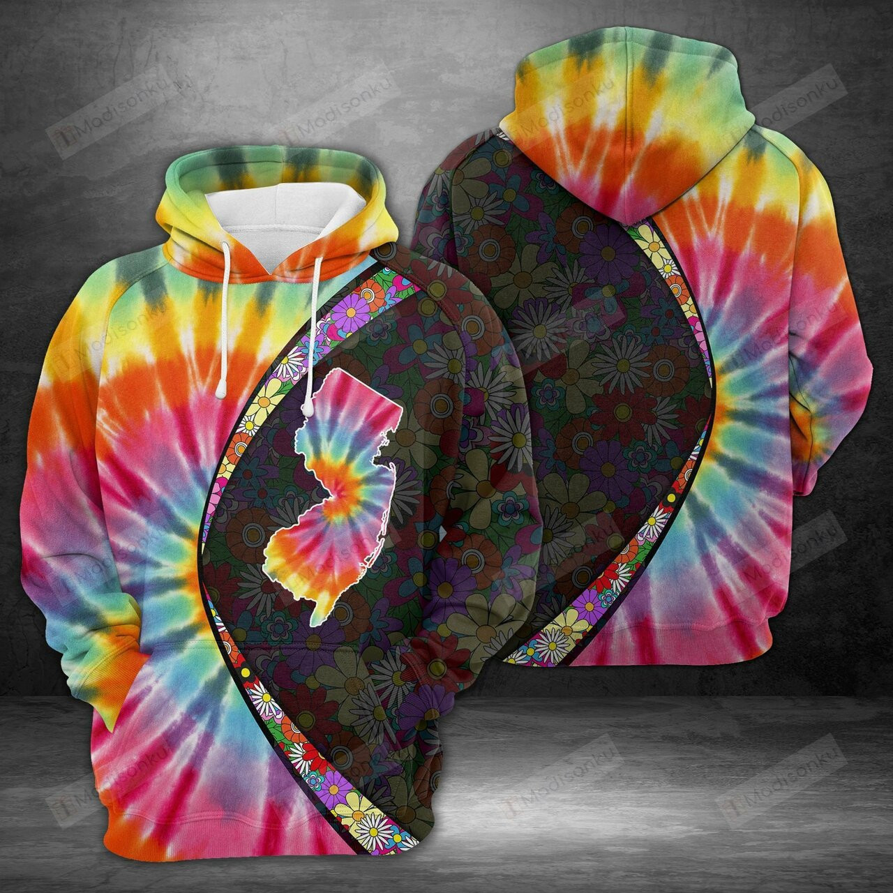 New Jersey Tie Dye 3d All Over Print Hoodie