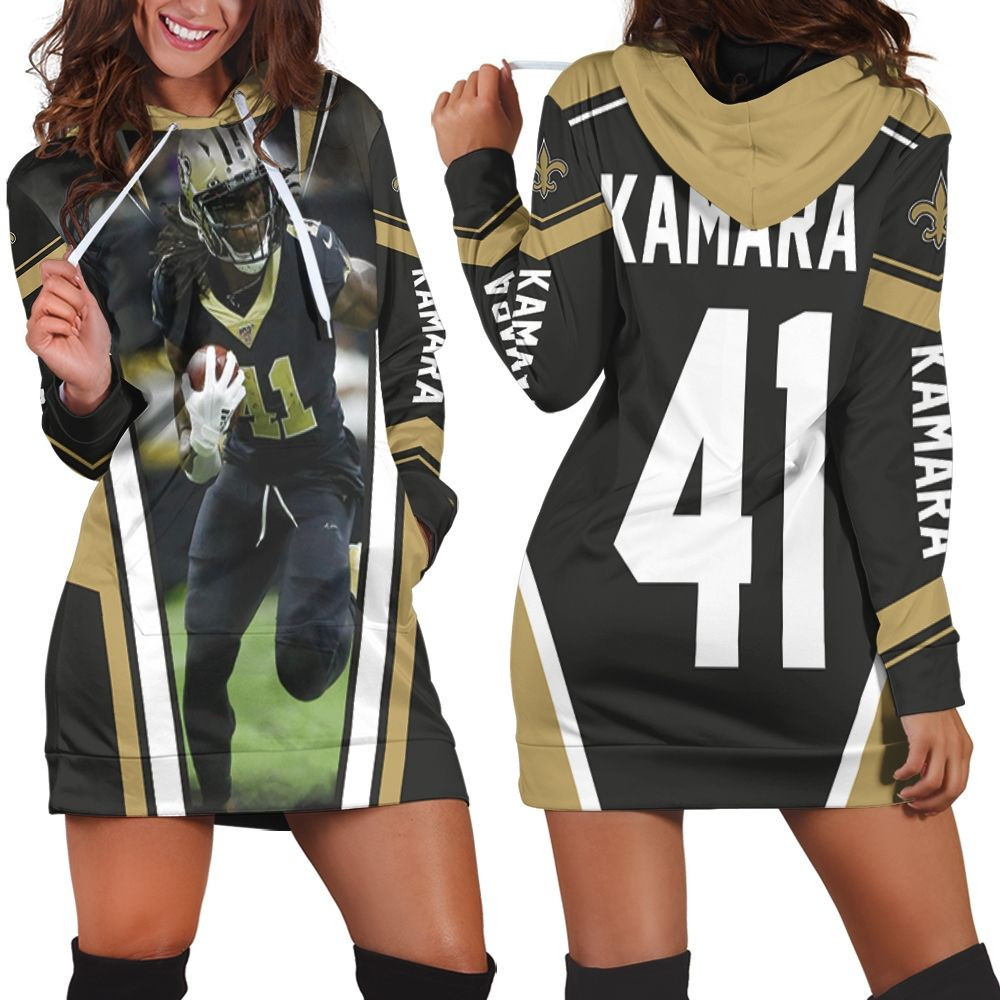 New Orleans Saints Alvin Kamara 41 Hoodie Dress Sweater Dress Sweatshirt Dress