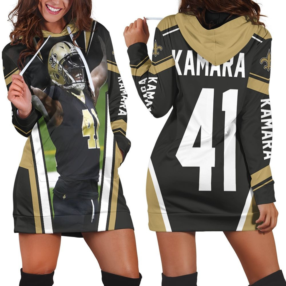New Orleans Saints Alvin Kamara 41 Legend Hoodie Dress Sweater Dress Sweatshirt Dress
