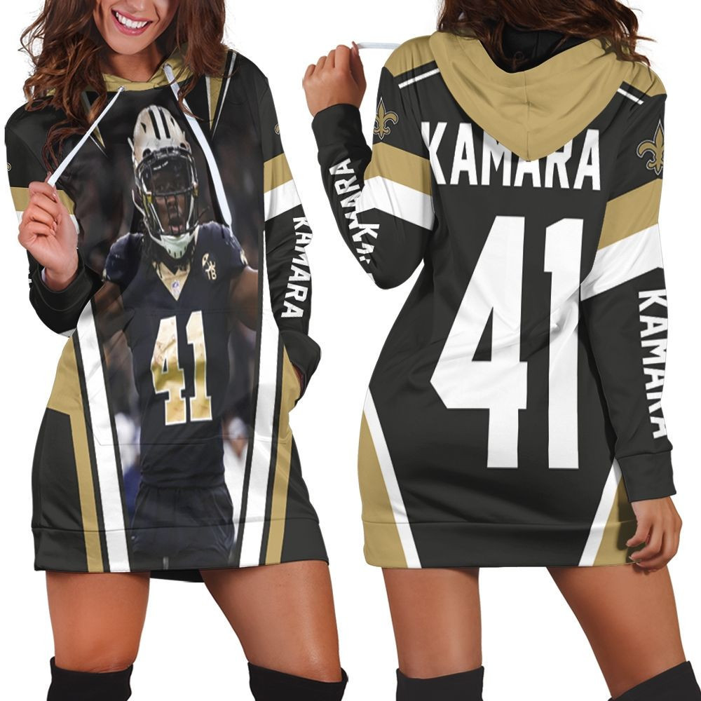 New Orleans Saints Alvin Kamara 41 Legendary Hoodie Dress Sweater Dress Sweatshirt Dress
