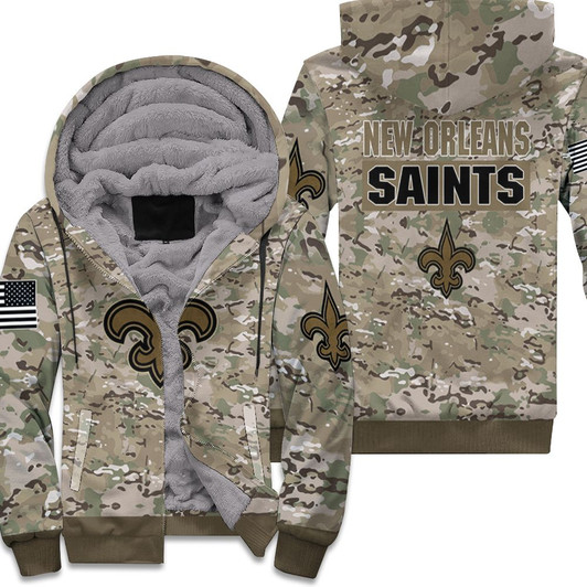 New Orleans Saints Camouflage Veteran 3D Fleece Hoodie