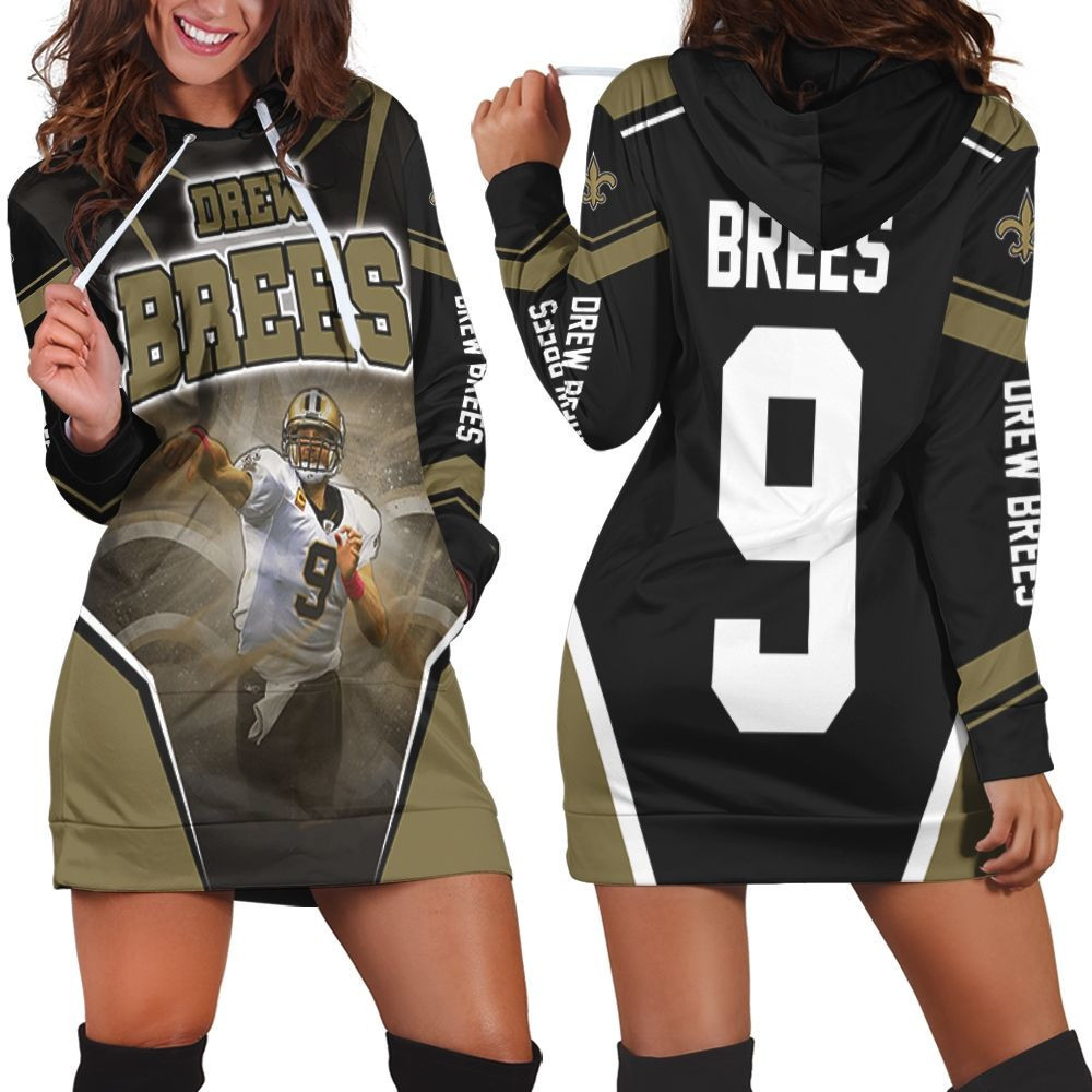 New Orleans Saints Drew Brees Background Hoodie Dress Sweater Dress Sweatshirt Dress