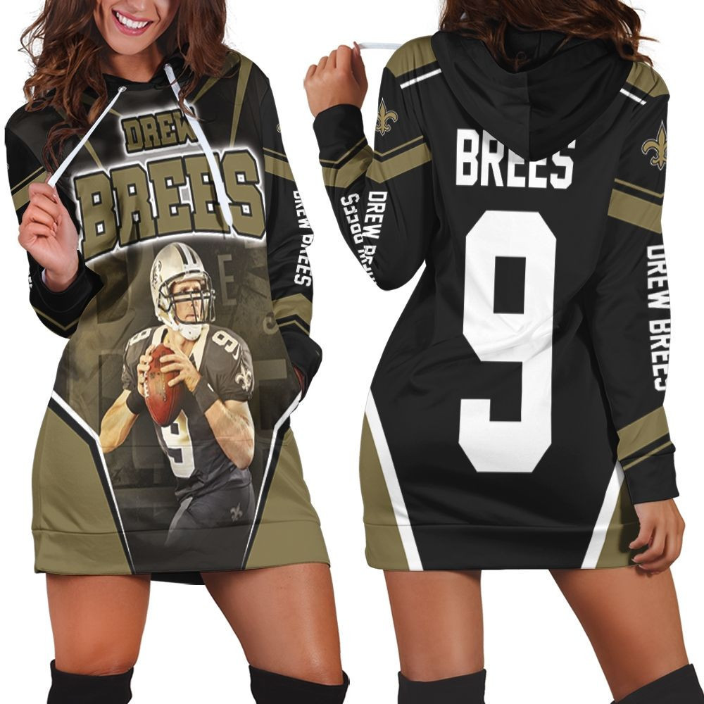 New Orleans Saints Drew Brees Hoodie Dress Sweater Dress Sweatshirt Dress