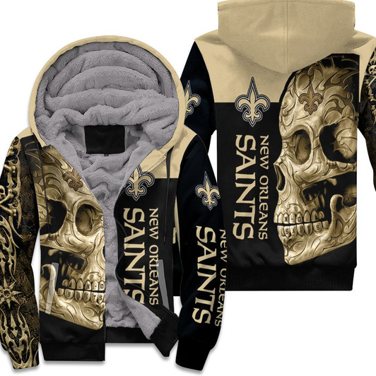 New Orleans Saints Nfl Skull 3D Fleece Hoodie