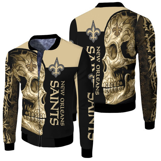 New Orleans Saints Nfl Skull Fleece Bomber Jacket