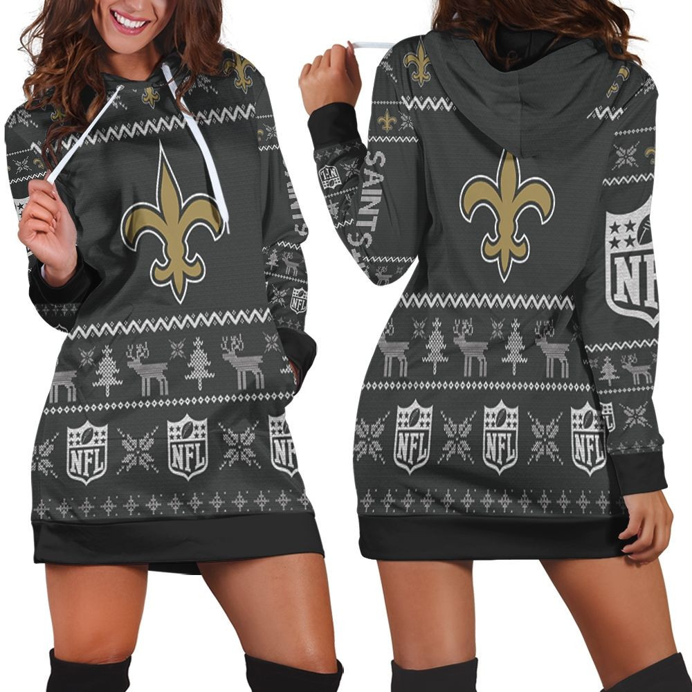 New Orleans Saints Nfl Ugly Sweatshirt Christmas 3d Hoodie Dress For Women