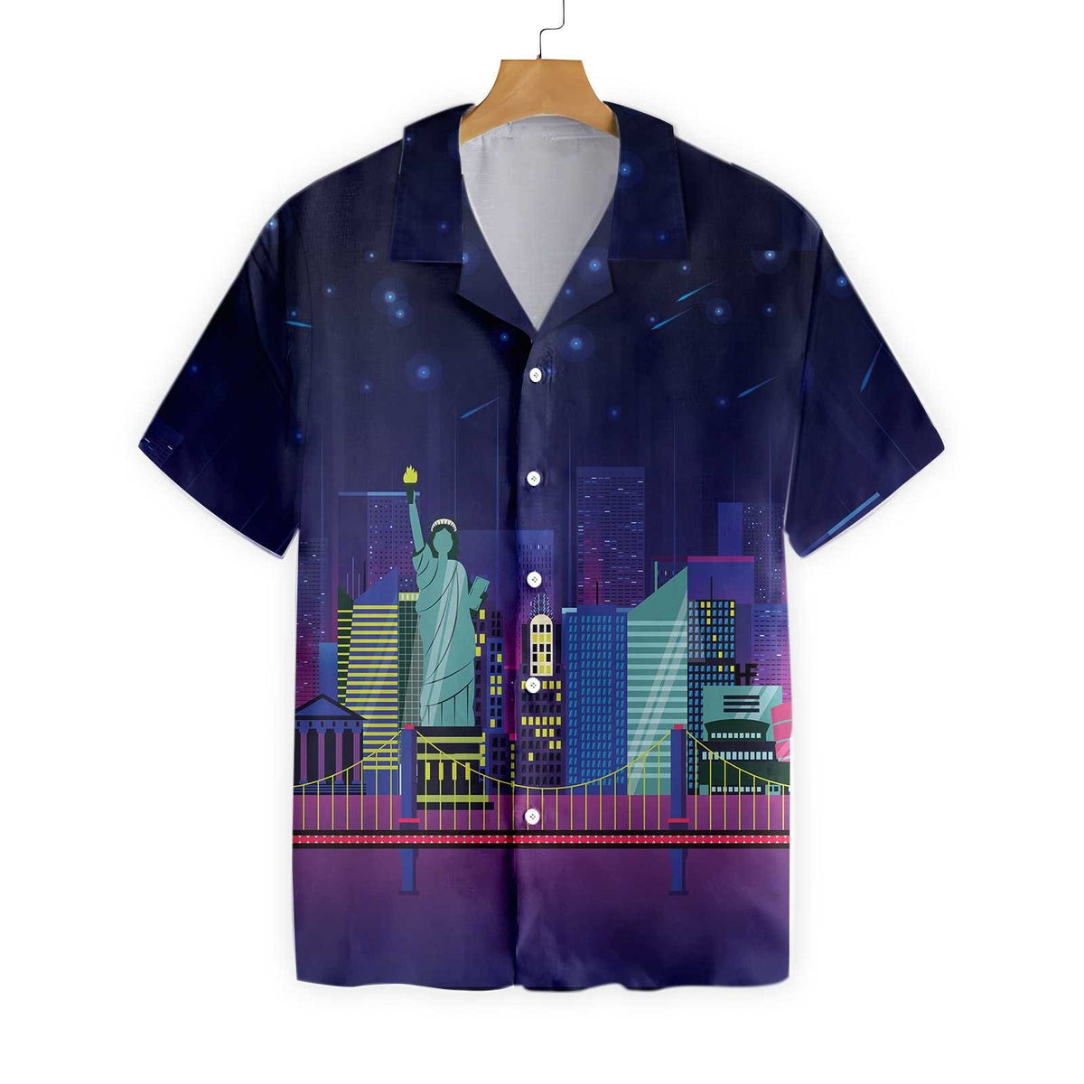 New York City By Night Hawaiian Shirt