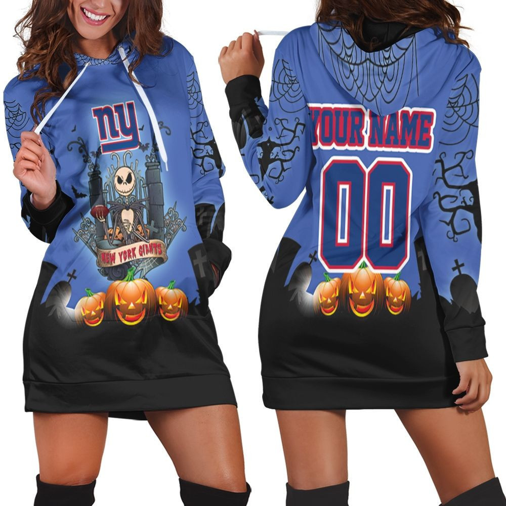 New York Giants And Jack Skellington 3d Hoodie Dress Sweater Dress Sweatshirt Dress