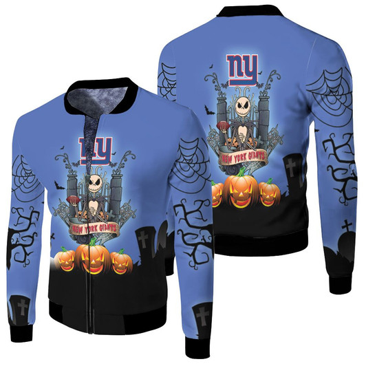 New York Giants And Jack Skellington Fleece Bomber Jacket