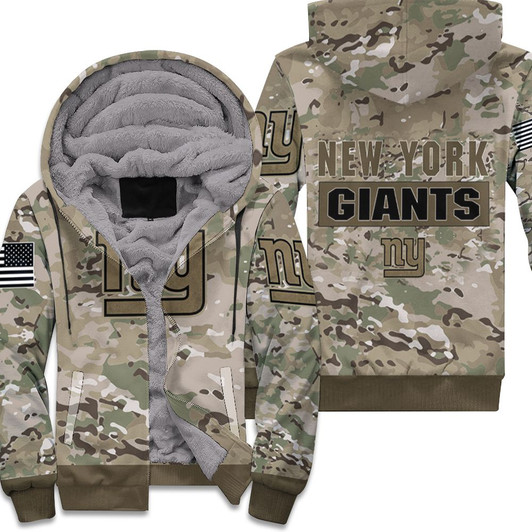 New York Giants Camoflage Pattern 3D Fleece Hoodie