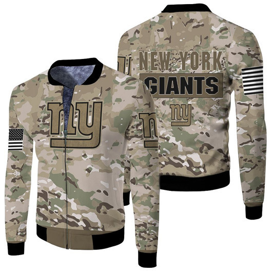 New York Giants Camoflage Pattern Fleece Bomber Jacket