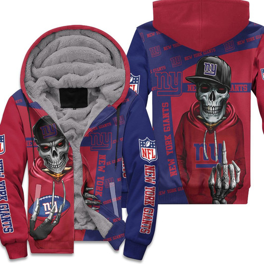 New York Giants Hiphop Skeleton Fan 3D Fleece Hoodie