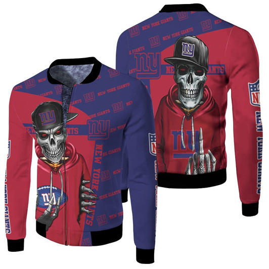 New York Giants Hiphop Skeleton Fan Fleece Bomber Jacket