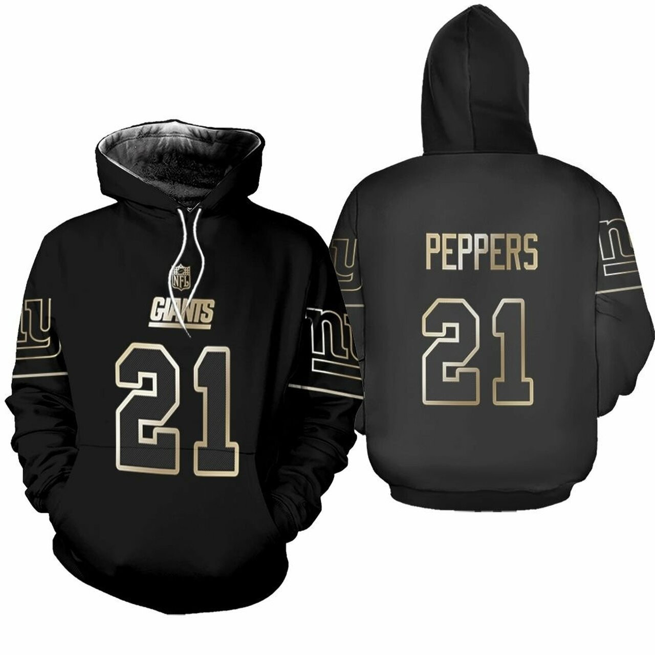 New York Giants Jabrill Peppers 21 Nfl Black Golden Edition 100 Year Anniversary Jersey Style Gift For Giants Fans Hoodie