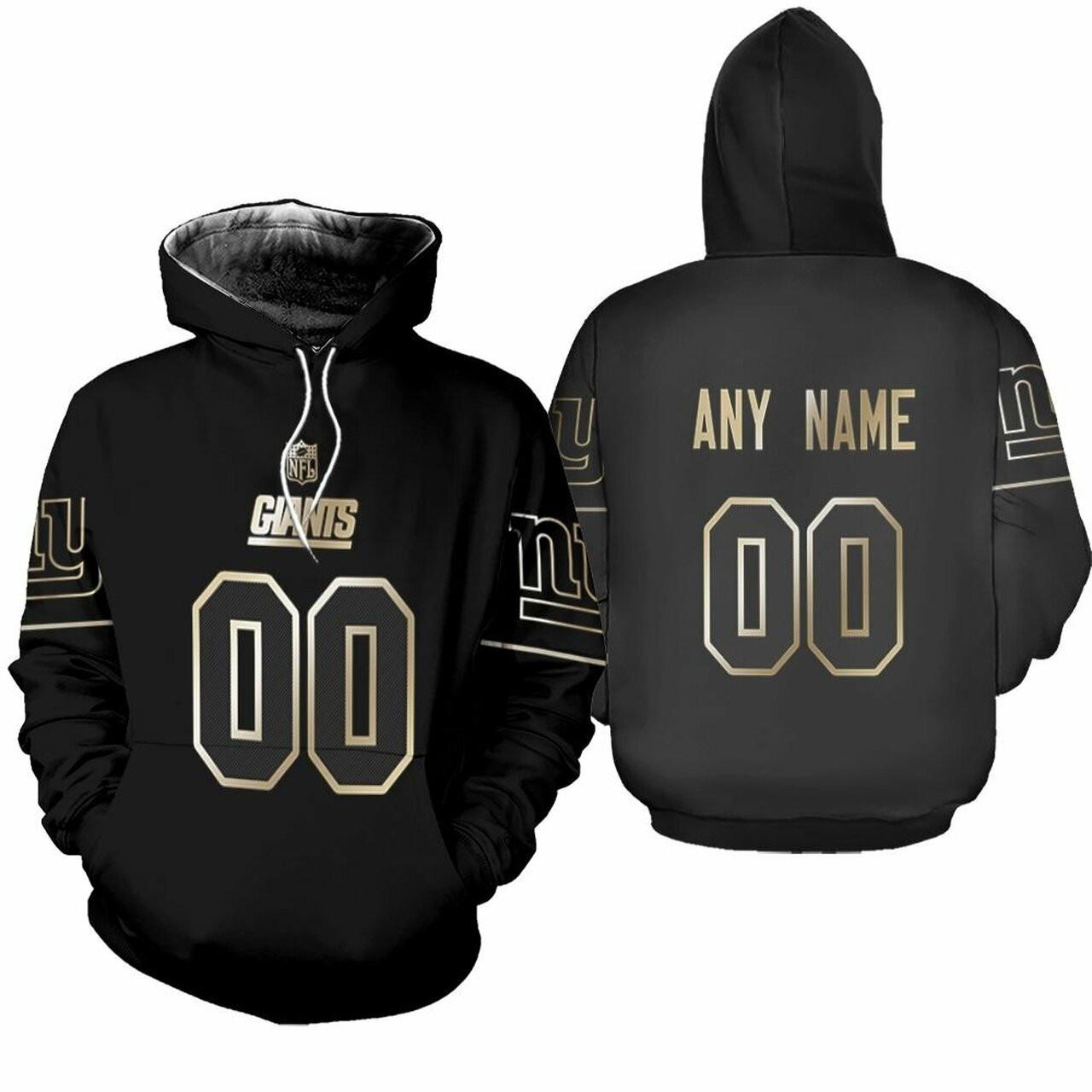New York Giants Nfl Black Golden Edition 100 Year Anniversary Jersey Style Custom Gift For Giants Fans Hoodie