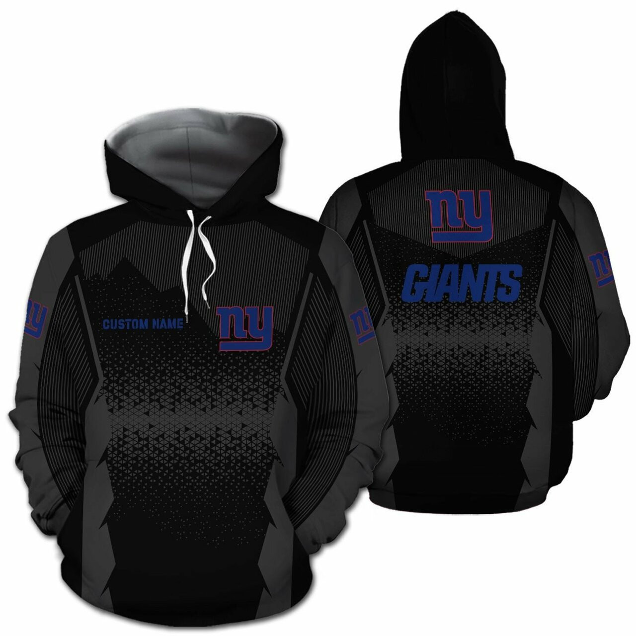 New York Giants Nfl Football Team Logo Custom Personalized With Name All Over Print Design Black 3d T Shirt Zip Up Hoodie Long Sleeve Tee For Fans
