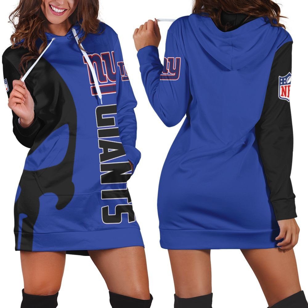 New York Giants Nfl Skull 3d Hoodie Dress Sweater Dress Sweatshirt Dress