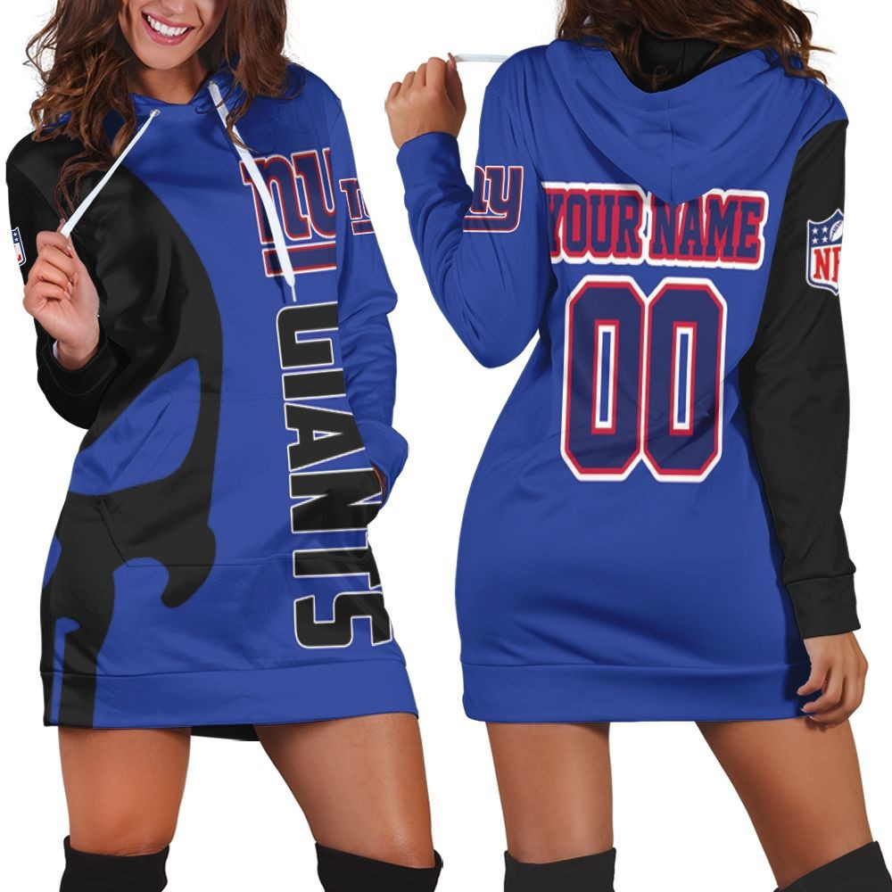 New York Giants Nfl Skull 3d Hoodie Dress Sweater Dress Sweatshirt Dress