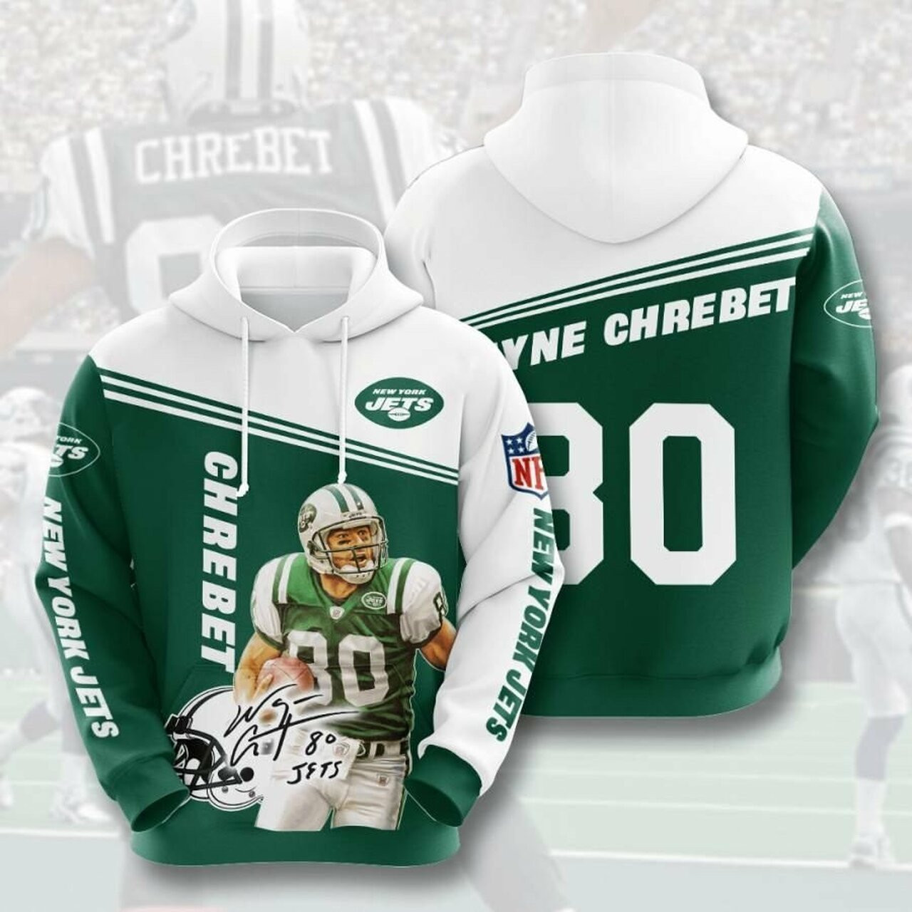 New York Jets 80 3d All Over Print Hoodie