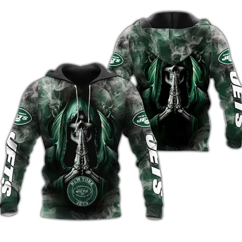 New York Jets Skull 3D All Over Print Hoodie