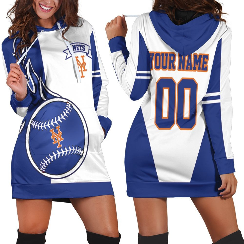 New York Mets 3d Hoodie Dress Sweater Dress Sweatshirt Dress