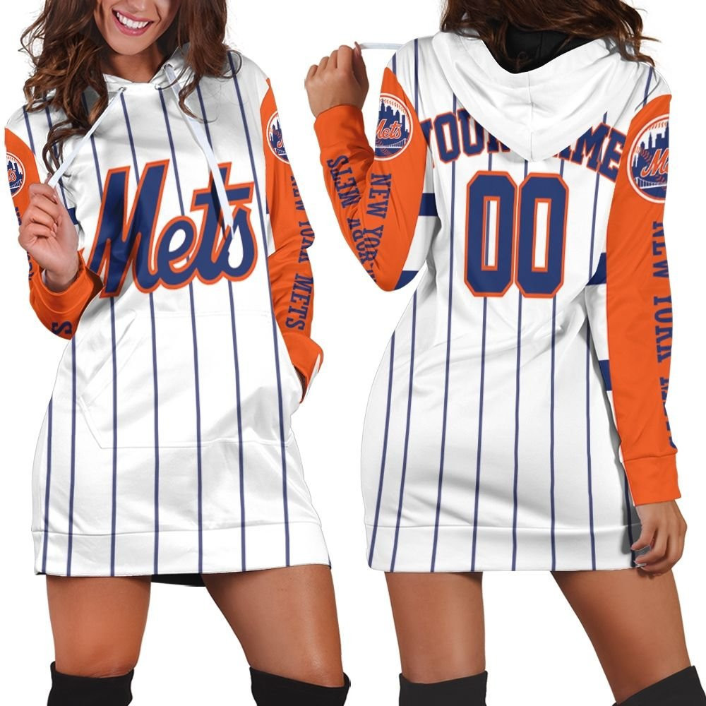 New York Mets Jersey Inspired Personalized Hoodie Dress Sweater Dress Sweatshirt Dress