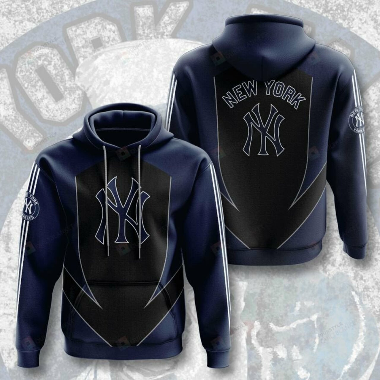 New York Yankees 3d All Over Print Hoodie