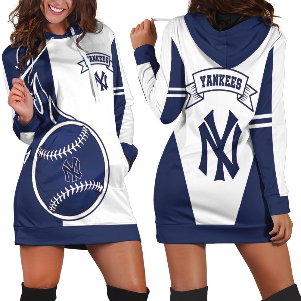 New York Yankees 3d Hoodie Dress Sweater Dress Sweatshirt Dress
